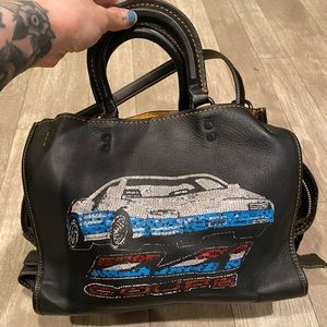 Coach Rogue 1941 Black with Z41 Coupe Rally Race Car in Sequins - Handbag